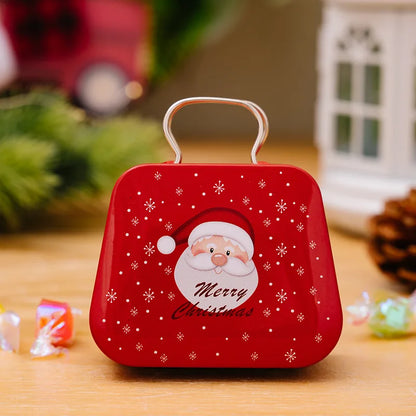 Christmas Tin Gift Box Metal Candy Box Square Candy Storage Containers for Holiday Xmas Supplies Happy New Year
