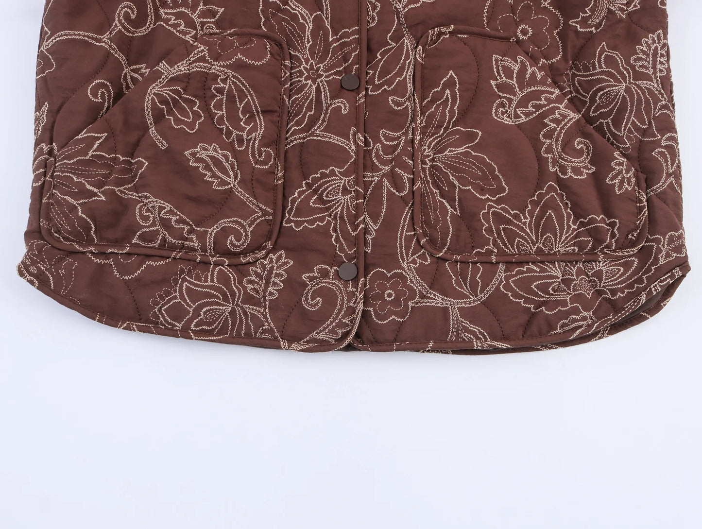 TRAF Early Autumn New Women's Elegant Printed Quilted Coat Women's Single Breasted Coat Women's Retro Street Clothing Jacket