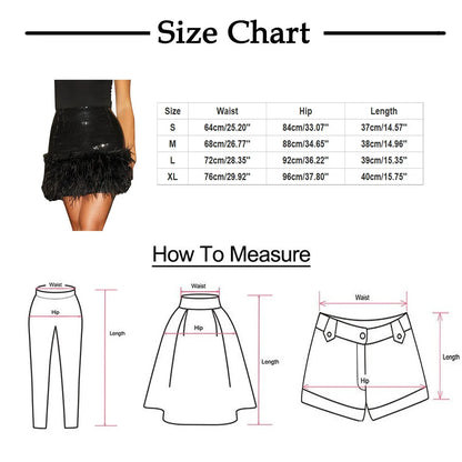 Mini Skirt For Hot Girl Women'S High Waist Sequin Feather Patchwork Wrap Hip Bodycon Mini Skirt Party Club Skirts With Zipper