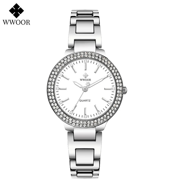 WWOOR New Women's Watches Fashion Crystal Diamond Ladies Quartz Wristwatch For Woman Relogio Feminino Female Montre Reloj Mujer