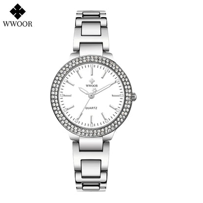 WWOOR New Women's Watches Fashion Crystal Diamond Ladies Quartz Wristwatch For Woman Relogio Feminino Female Montre Reloj Mujer