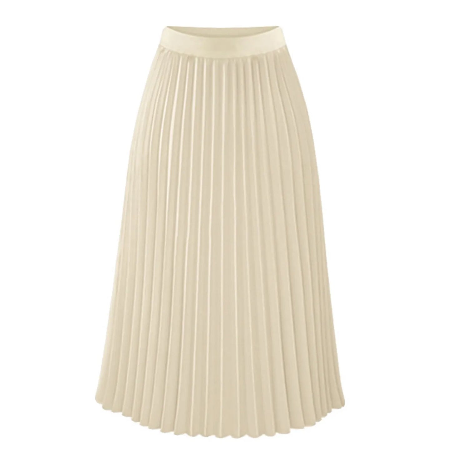 Women's High Elastic Skirts Solid Color Large Swing A Line Pleated Skirt Female 2024 Leisure Loose Versatile Trend Clothing