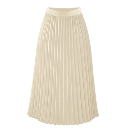 Women's High Elastic Skirts Solid Color Large Swing A Line Pleated Skirt Female 2024 Leisure Loose Versatile Trend Clothing