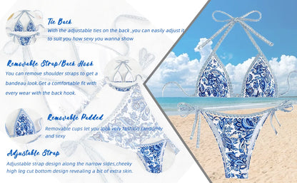 2026 New Halter String Triangle Two Piece Bikini Women Swimwear Female Swimsuit Bathers Bathing Swimming Suit Beachwear Summer