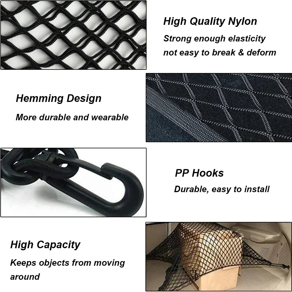 Car Trunk Net For Ford Mondeo Fusion MK5 2014~2022 2020 Pocket Trunk Nylon Elastic Mesh Car Net Holder Pocket Car Accessories