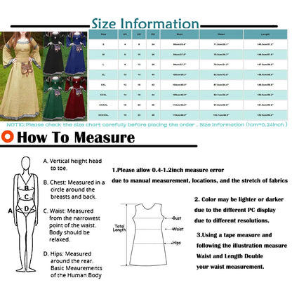 Medieval Gothic Cosplay Costumes for Women Halloween Carnival Party Performance Long sleeve Middle Ages Renaissance Dresses