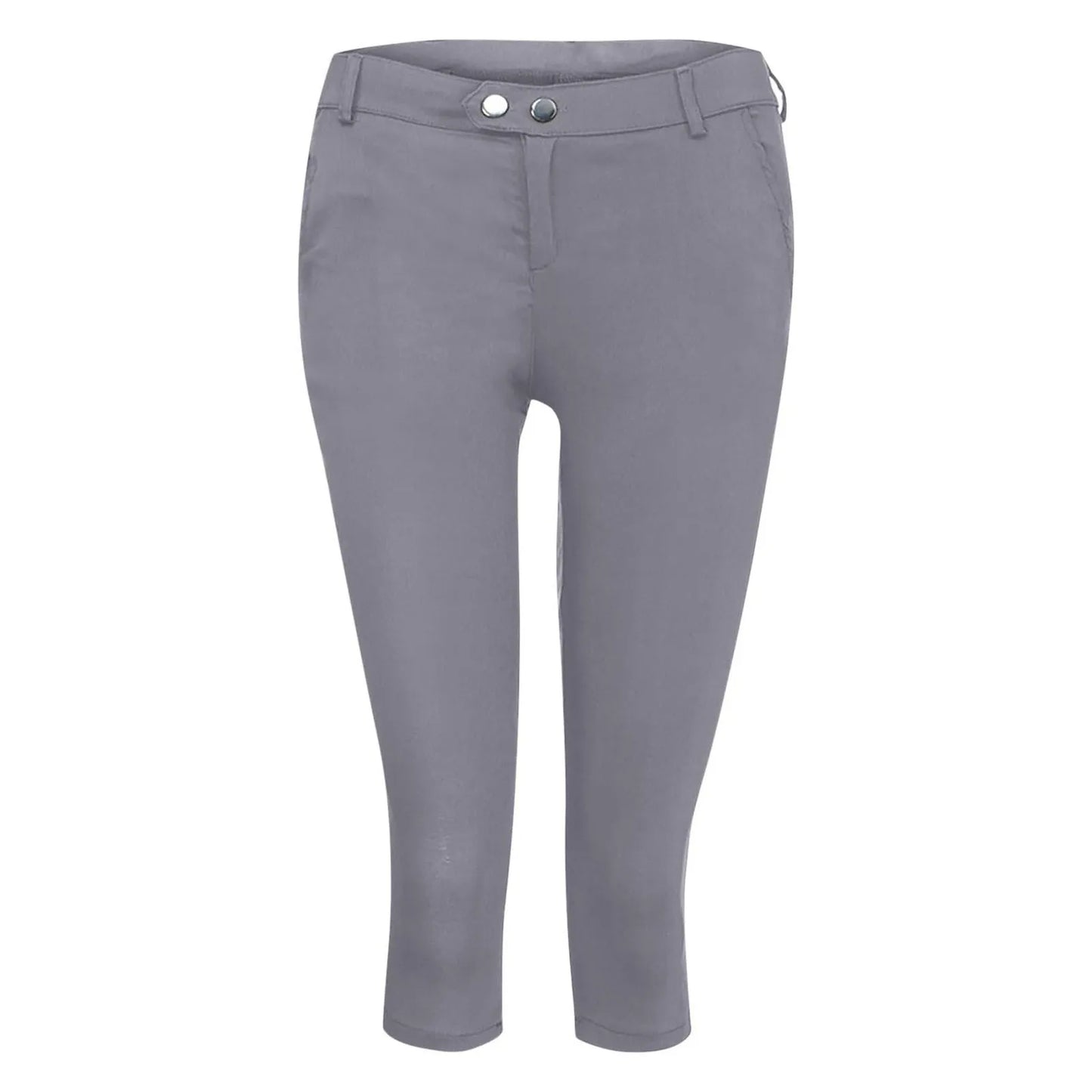 Women's Slim Fit Casual Solid Color Button Pocket Capris For Women