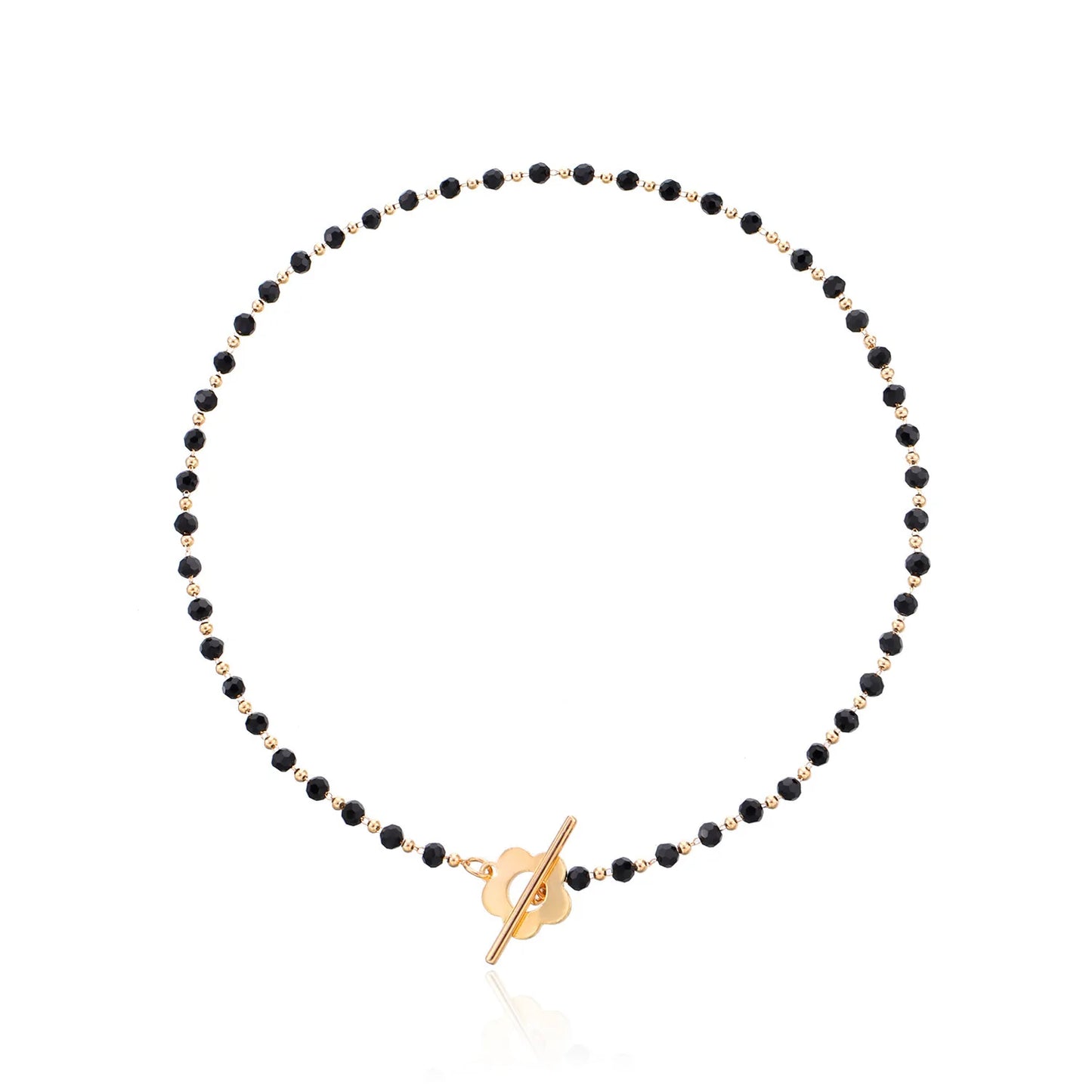 2022  Luxury OT Flower Buckle Crystal Glass Bead Chain Choker Necklace for Women Charm Fashion Jewelry  Gift