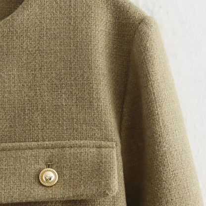 2025 New Woman Jackets Outerwears Long Sleeve Cropped Fashion Jacket for Women Button Short Coats Elegant Women's Coat