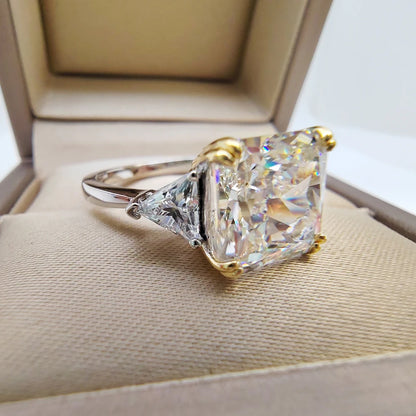 Luomansi 10*10MM Crushed Ice High Carbon Diamond Ring 100%-S925 Silver Ladies Jewelry Wedding Party Crystal Gift