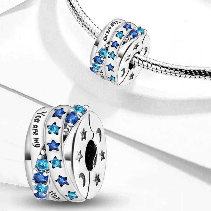 925 Sterling Silver Jellyfish Seahorse Blue Ocean Series Charms Beads Fit Diy Bracelet Making Gift of Fine Jewelry for Womens