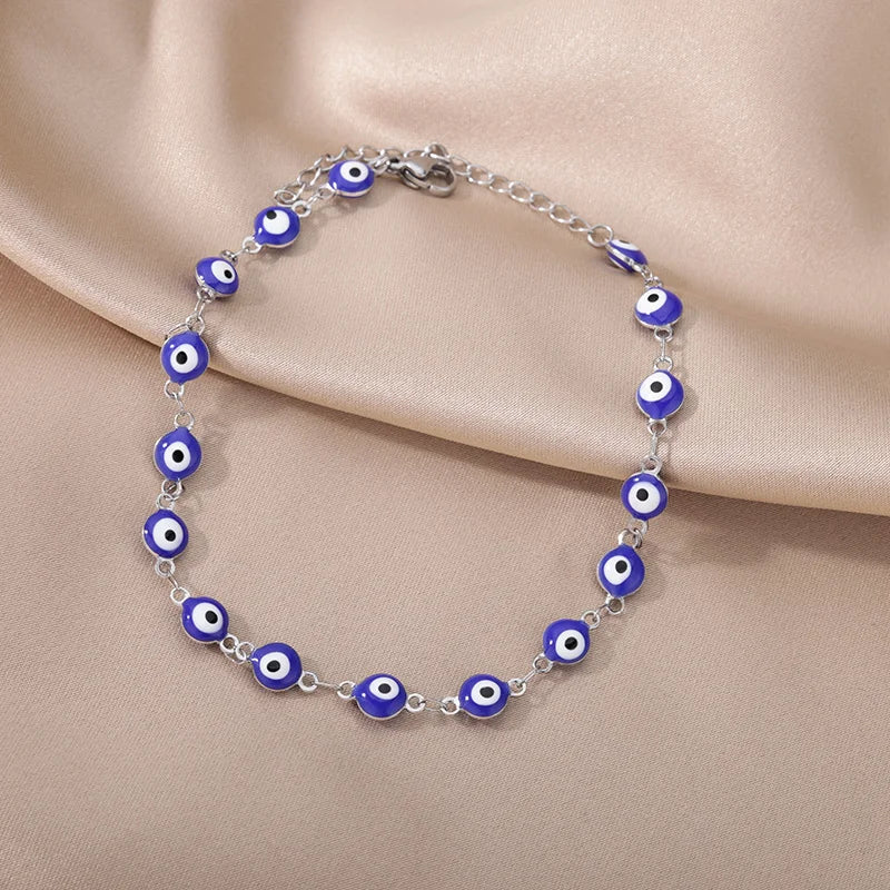 Evil Eye Anklets for Women Stainless Steel Boho Anklet Summer Charm Ankle Bracelet Lucky Amulet Jewelry Beach Accessoires Femme