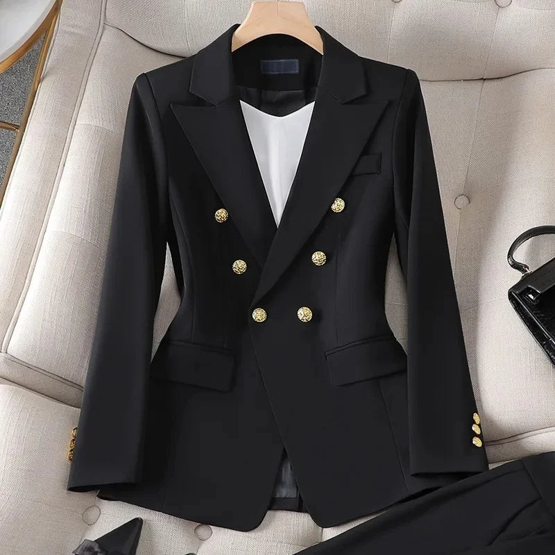 Elegant Women's Fashionable White Western-Style Suit Zihongsuitsuit High-End Business Attire Long-Pants Set For Special Occasion