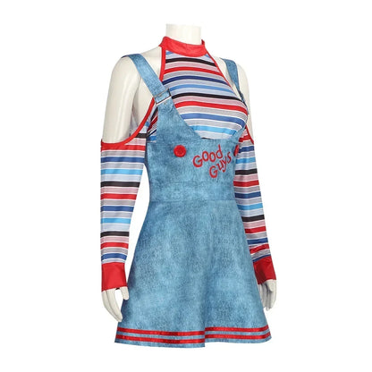 Chucky Doll Cosplay Costumes Women Outfit Adult Girls Fancy Dresses Horror Ghost Doll Clown Halloween Carnival Costume