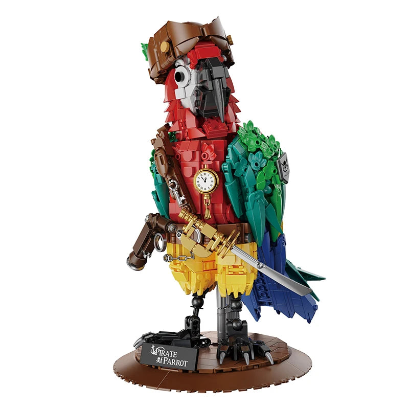 Pirate Parrot MOC Building Blocks Animals Cool Room Decoration Creative Bricks DIY Toys for Kids Children Adult Festival Gifts