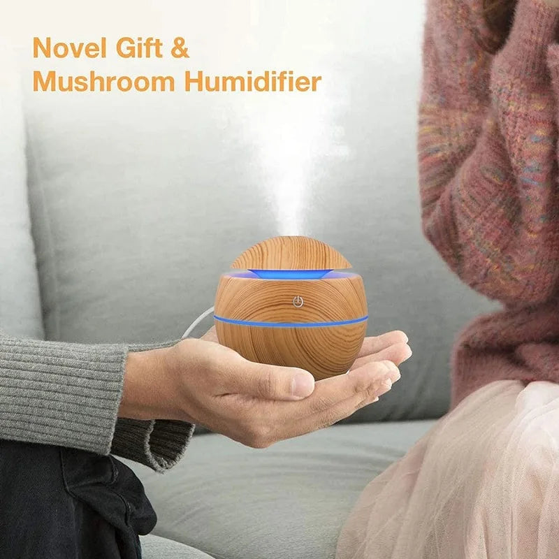 Humidifier Electric Air Aroma Diffuser Wood Ultrasonic 130ML Air Humidifier Essential Oil Aromatherapy Cool Mist Maker For Home