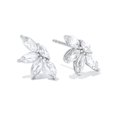 925 Sterling Silver Ear Needle Geometric Zircon Metal Earrings for women Shiny Crystal Luxury Small Stud Fashion Wedding Jewelry