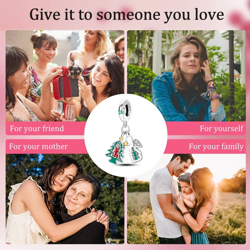 Halloween Christmas 925 Silver Charms Fit Original Bracelet For Women Jewelry Snow Christmas Tree Santa Claus
