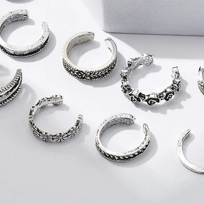 12pcs/Set Kpop Jewelry Open Heart Shape White Copper Alloy Toe Rings Foot Ring Set Korean Style Accessories Women Accessories