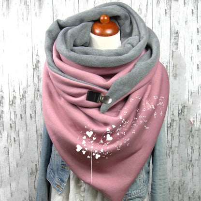 Fashion Scarf Graphic Music Note Print Square Scarves With Button Clasp Women Winter Warm Scarf Female Neck Warmer Blanket Wraps