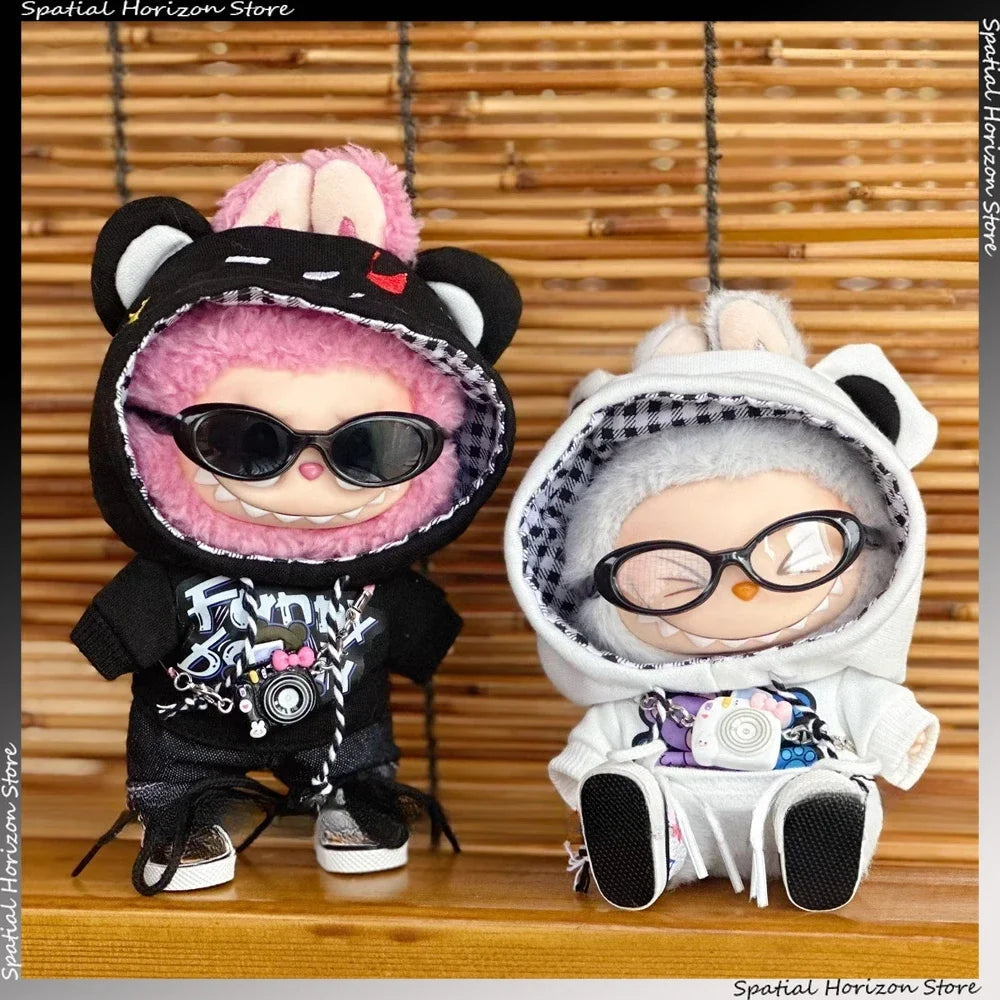 Mini Oval Sunglasses Labubu Fashion Transparent Plastic Glasses for Mini Plush Cotton Doll Kpop Idol Doll Sunglasses Accessories