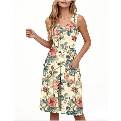 EtherealBe Sexy V Neck Midi Dress with Pockets