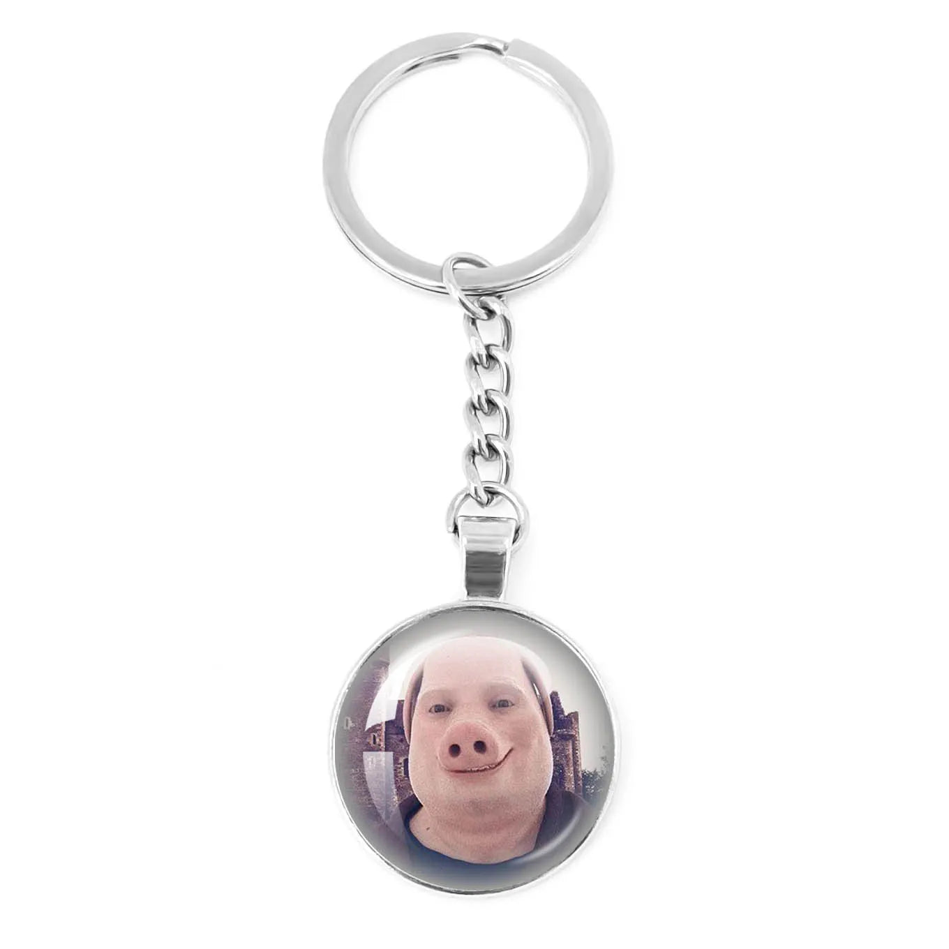 New John Pork Is Calling Answer Call Phone Humor Funny Pig Lover Graphic Meme Glass Dome Pendant Cabochon Keychain Jewelry Gifts