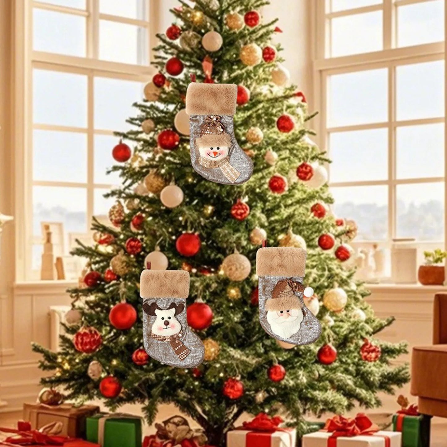 Christmas Stockings Holiday Decorations Festive Tree Ornaments Santa Claus Gift Bags Small Hanging Socks Cozy Seasonal Accents