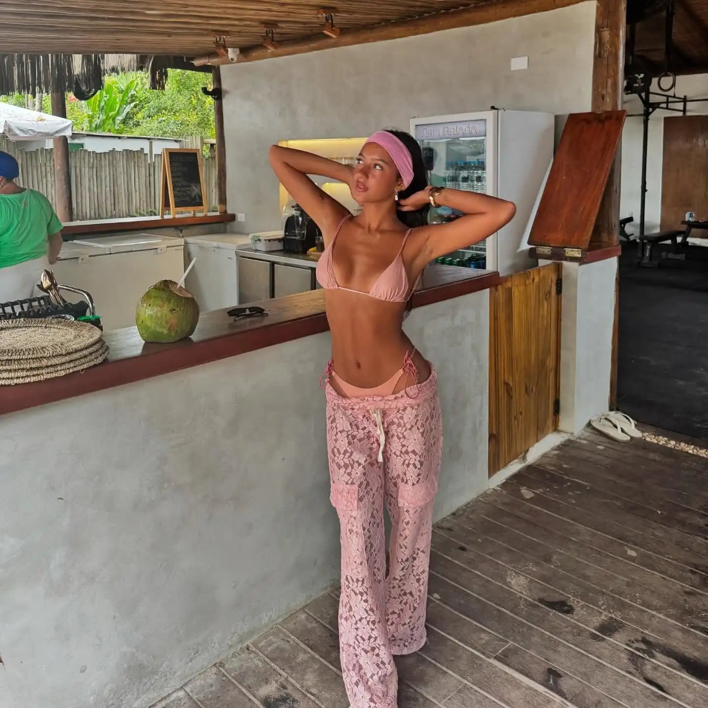 3 Pcs Sexy Bandage Bikini With Pants Wide-Leg Lace Pants Summer Women White Tube Top with Pants Suit Female