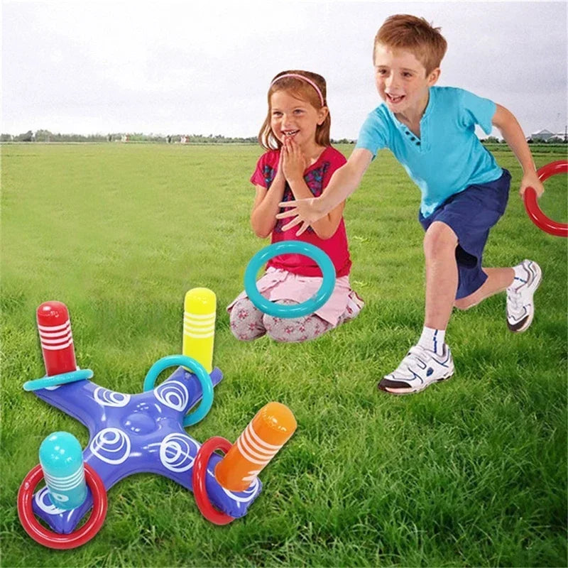 Party Sport Swimming Inflatable Ring Toss Game Floating Pool Toys for Kids Adult Water Accessories Beach Supplies with 4 Loops