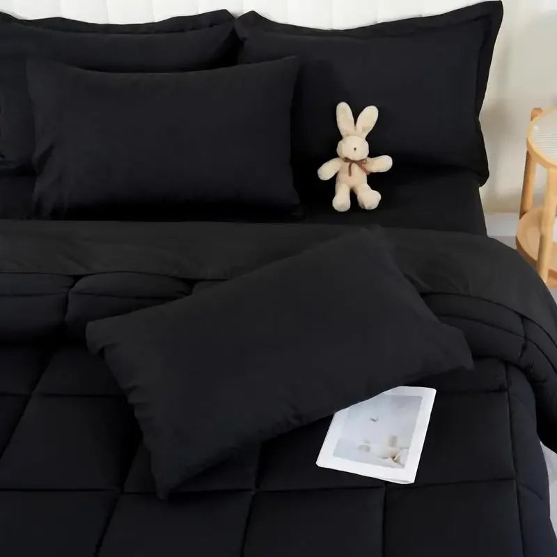 DOWNCOOL 7Pcs Comforter Sets, Multi-color Bedding Sets , All Season Down Alternative Bedding Comforter Sets