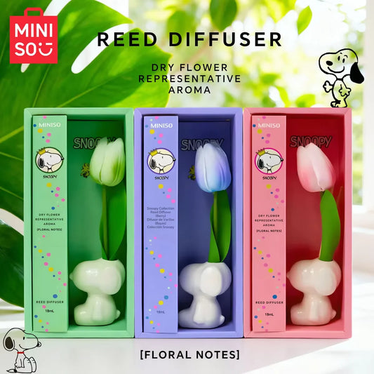 Miniso Snoopy Joint Flameless Home Fragrance Room Flameless Freesia Jasmine Fragrance Oil Diffuser Stick Home Room Air Freshener