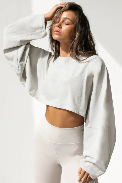 Autumn Winter Women's No Hat Hoodies Fashion O-neck Loose Long Sleeve Pullove Casual Workout Jogger Female Sexy Crop Sweatshirt