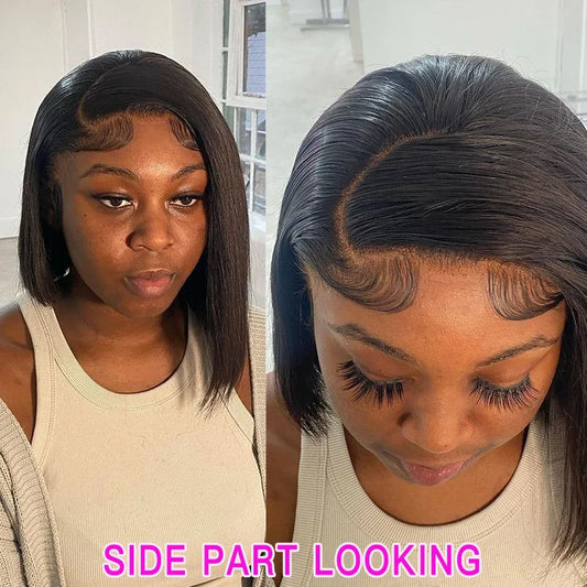 Natural Color Straight Bob Wig HD Transparent Lace Pre Plucked No Tangle 5x5 13x4 13x6 Lace Frontal Wig Human Hair Wig For Women