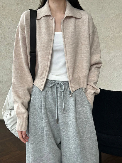 [EAM] Orange Big Size Casual Knitting Cardigan Sweater Lapel Long Sleeve Women New Fashion Tide Spring Autumn 2026 1DJ3315