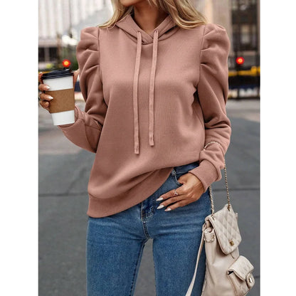 Autumn Winter Hoodies Sweatshirts Women Solid Color Long Sleeve   Casual Comfortable Pullovers Tops