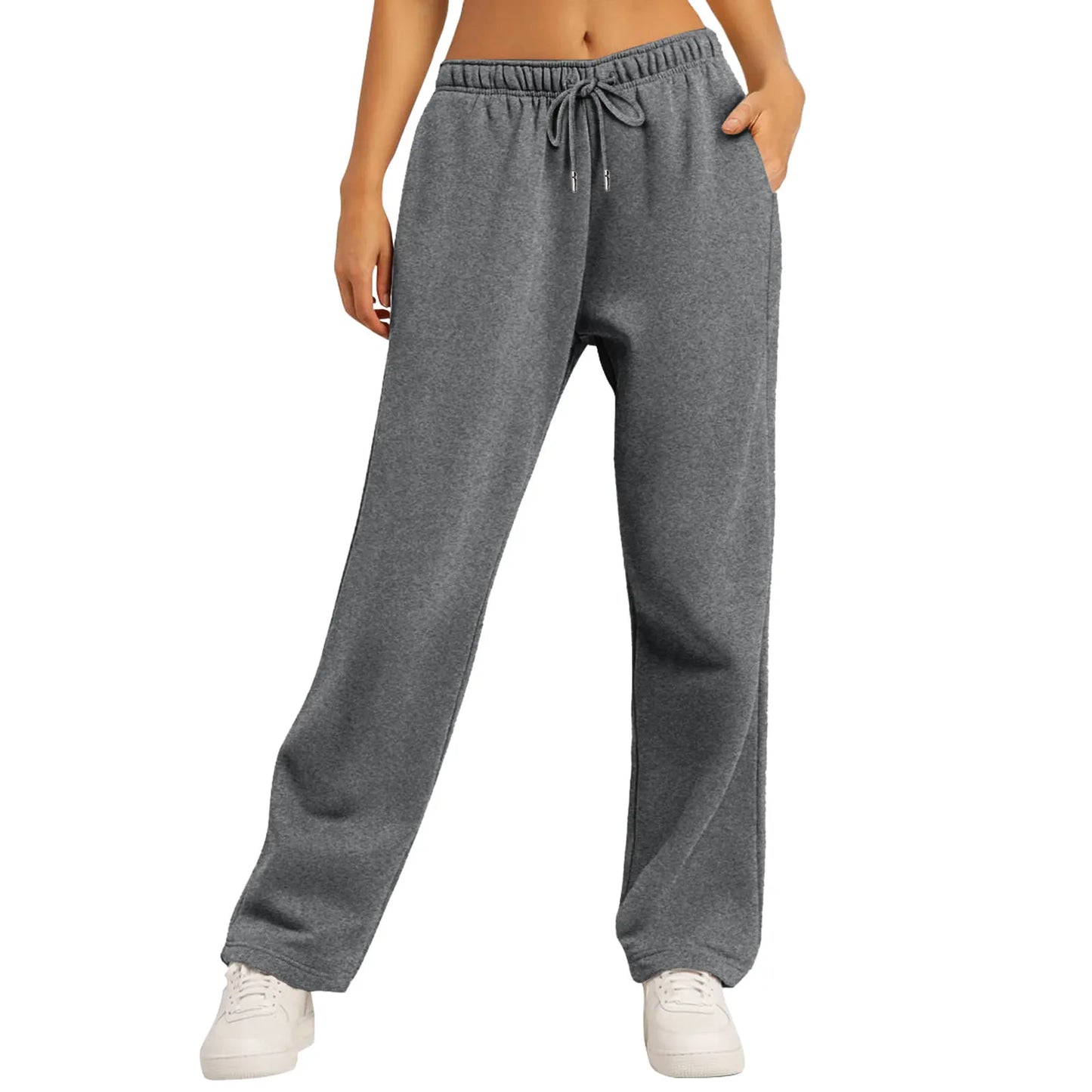 Women’s Drawstring Sweatpants Wide Straight Leg Pants Solid Color Sweatpants Casual Pants For Women 2024 Spring Emale Clothes