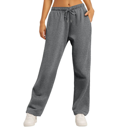 Women’s Drawstring Sweatpants Wide Straight Leg Pants Solid Color Sweatpants Casual Pants For Women 2024 Spring Emale Clothes