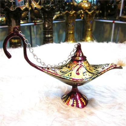 Pakistan Handicrafts Import Bronze Statue Paint Color Lamp of Aladdin Safe with Wealth Gift Factory Direct Sales