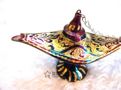 Pakistan Handicrafts Import Bronze Statue Paint Color Lamp of Aladdin Safe with Wealth Gift Factory Direct Sales