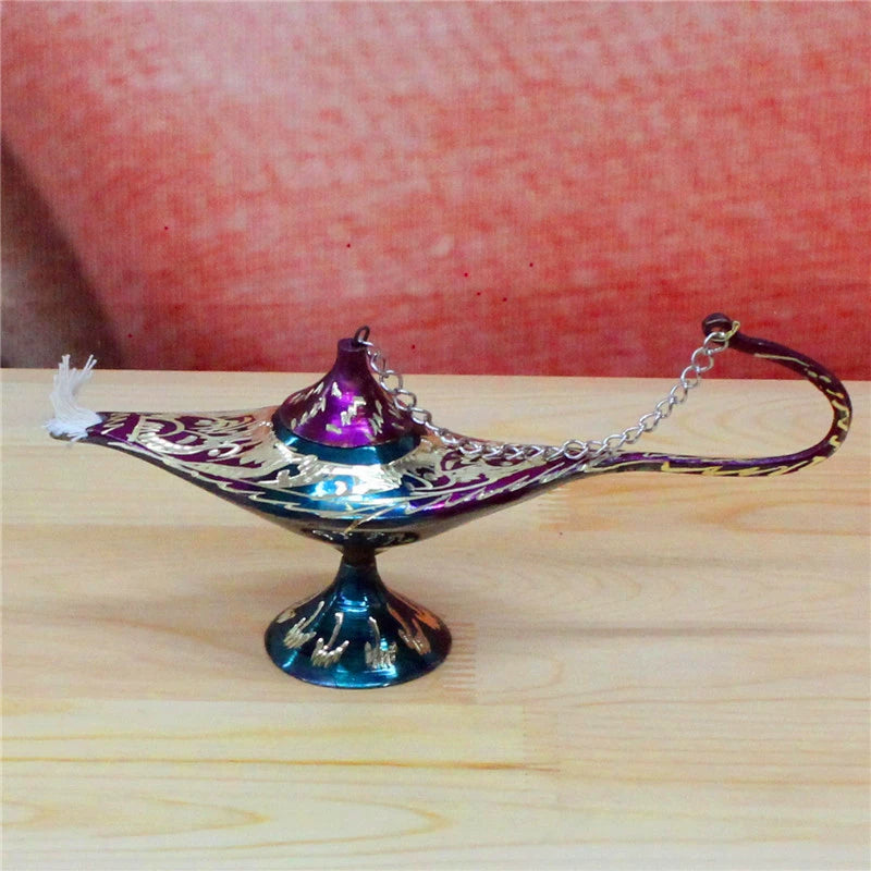 Pakistan Handicrafts Import Bronze Statue Paint Color Lamp of Aladdin Safe with Wealth Gift Factory Direct Sales