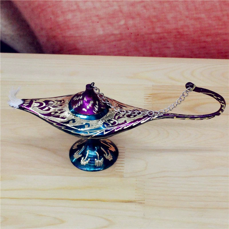 Pakistan Handicrafts Import Bronze Statue Paint Color Lamp of Aladdin Safe with Wealth Gift Factory Direct Sales