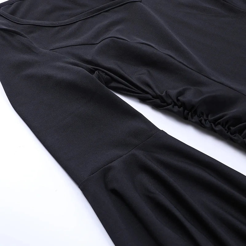 EtherealBe Adams Family Morticia Halloween costume featuring elegant black fabric and puff sleeves
