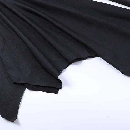 Elegant black fabric for Adams family Morticia Halloween costume with flowing design