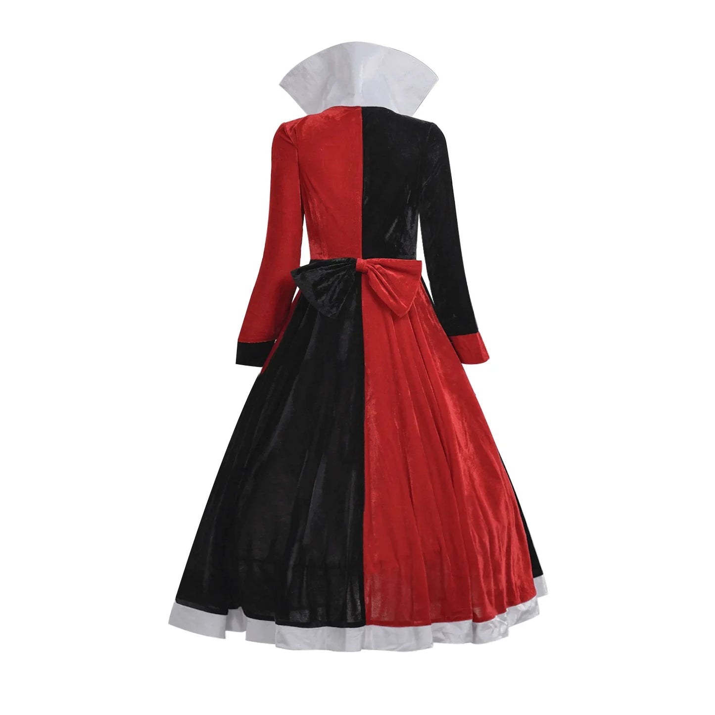 EtherealBe Alice in Wonderland Queen of Hearts costume featuring a striking red and black design with a bow