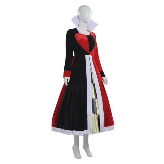 EtherealBe Alice in Wonderland Queen of Hearts costume with a black and red dress and high collar design