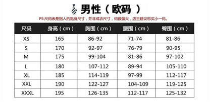 Size chart for All of Us Are Dead cosplay costume with measurements for various sizes XS to XXXL.