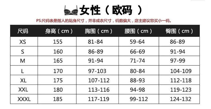 Size chart for All of Us Are Dead cosplay costume, detailing measurements for XS to XXXL women sizes