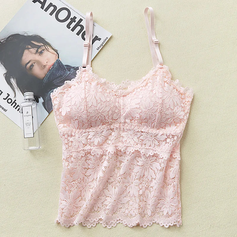 Light pink lace camisole by EtherealBe sexy camisole lingerie for women with adjustable straps and scalloped hem