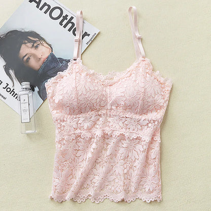 Light pink lace camisole by EtherealBe sexy camisole lingerie for women with adjustable straps and scalloped hem